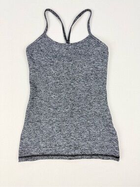 Lululemon Power Y Tank Size 4 Heathered Gray Built In Bra Yoga Workout Top